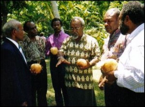 Wewak (PNG) Feb 2002, Prime Minister Somare with United West Papua National Front for Independence (fore-runner of West Papua National Authority). 