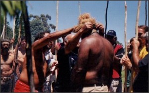 30th Anniversary of Tent Embassy, Canberra, Australia, 2002;  Jacob Rumbiak. Rex Rumakiek, Kevin Buzzacott (Arabunna Nation); Photo—Margaret Gilchrist  